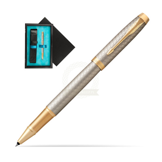 Parker IM Premium Warm Silver GT Rollerball Pen in single wooden box Black Single Turquoise