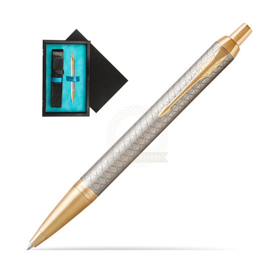 Parker IM Premium Warm Silver GT Kugelschreiber in single wooden box Black Single Turquoise