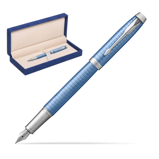 Parker IM Premium Blue CT Fountain Pen in suede box navy blue