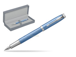 Parker IM Premium Blue CT Fountain Pen in suede box grey
