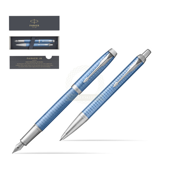 Parker IM Premium Blue CT Fountain Pen + Ballpoint Pen in a Gift Box