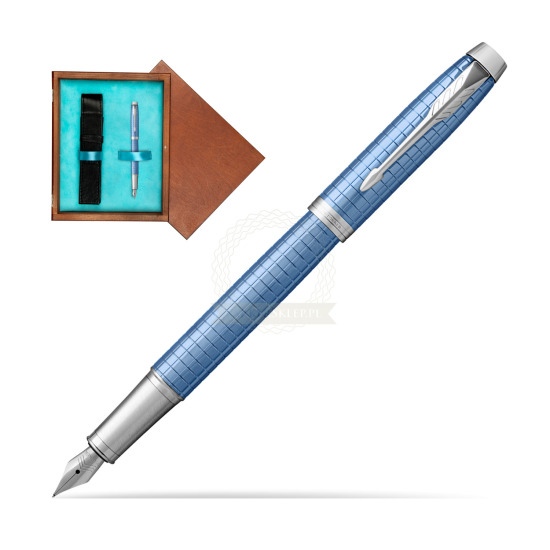 Parker IM Premium Blue CT Fountain Pen in single wooden box Mahogany Single Turquoise 