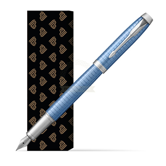Parker IM Premium Blue CT Fountain Pen in cover Golden Hearts