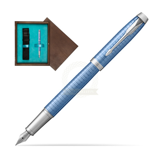 Parker IM Premium Blue CT Fountain Pen in single wooden box Wenge Single Turquoise 