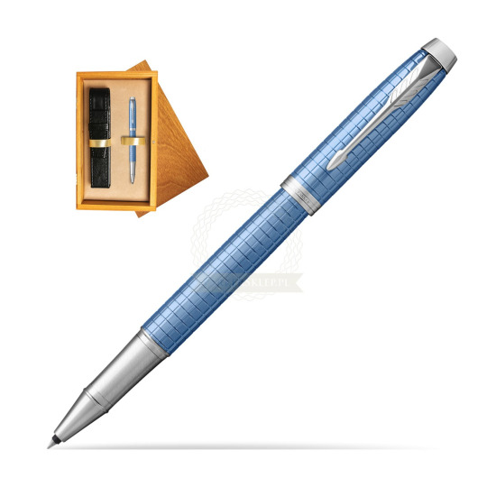 Parker IM Premium Blue CT Rollerball Pen in single wooden box Honey Single Ecru
