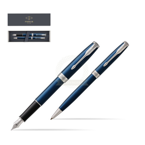 Parker Sonnet Blue CT Fountain Pen + Ballpoint Pen in a Gift Box