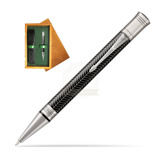 Parker Duofold Prestige Black Chevron CT Kugelschreiber in single wooden box Honey Single Green