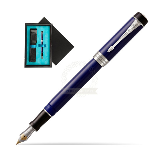 Parker Duofold Classic Blue & Black Centennial CT Penna Stilografica in single wooden box Black Single Turquoise