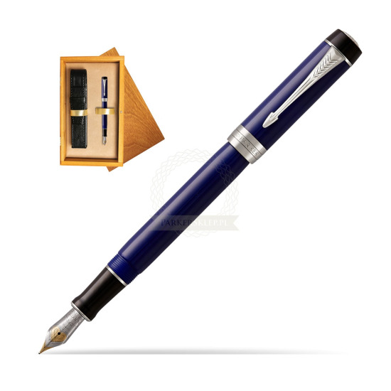 Parker Duofold Classic Blue & Black Centennial CT Penna Stilografica in single wooden box Honey Single Ecru