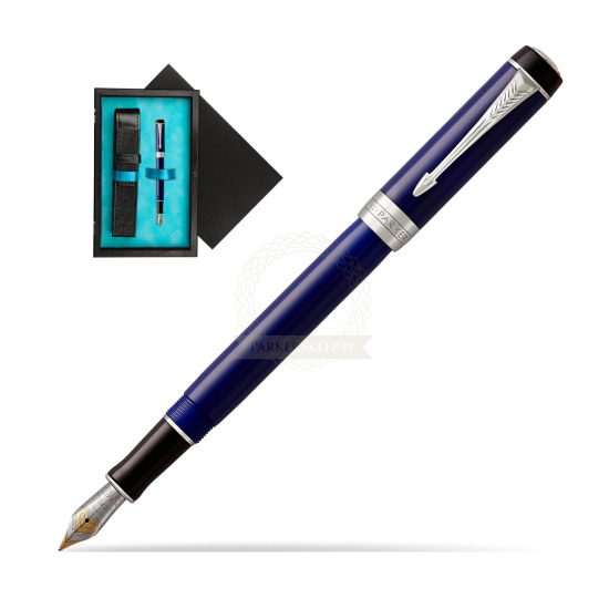 Parker Duofold Classic Blue & Black International CT Penna Stilografica in single wooden box Black Single Turquoise