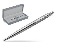 Parker Jotter Stainless Steel Chrome Colour Trim Ballpoint Pen in suede box grey
