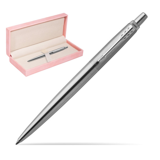 Parker Jotter Stainless Steel Chrome Colour Trim Ballpoint Pen in suede box pink