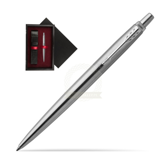 Parker Jotter Stainless Steel Chrome Colour Trim Ballpoint Pen in single wooden box Black Single Maroon