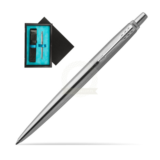 Parker Jotter Stainless Steel Chrome Colour Trim Ballpoint Pen in single wooden box Black Single Turquoise