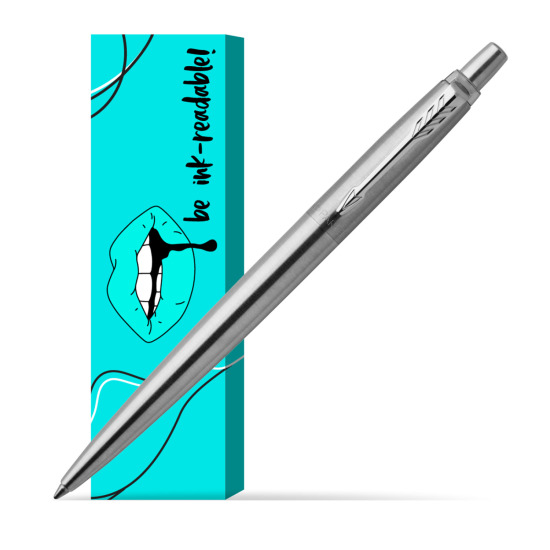 Parker Jotter Stainless Steel Chrome Colour Trim Ballpoint Pen in cover Ink-readable
