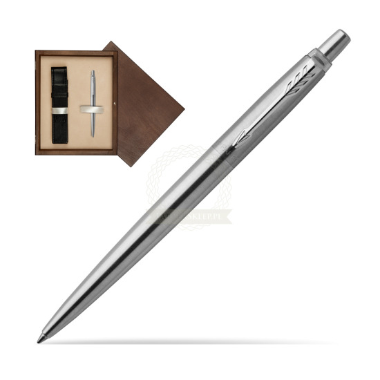 Parker Jotter Stainless Steel Chrome Colour Trim Ballpoint Pen in single wooden box Wenge Single Ecru