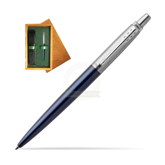 Parker Jotter Royal Blue Chrome Colour Trim Kugelschreiber in single wooden box Honey Single Green