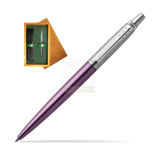 Parker Jotter Victoria Violet Chrome Colour Trim Kugelschreiber in single wooden box Honey Single Green