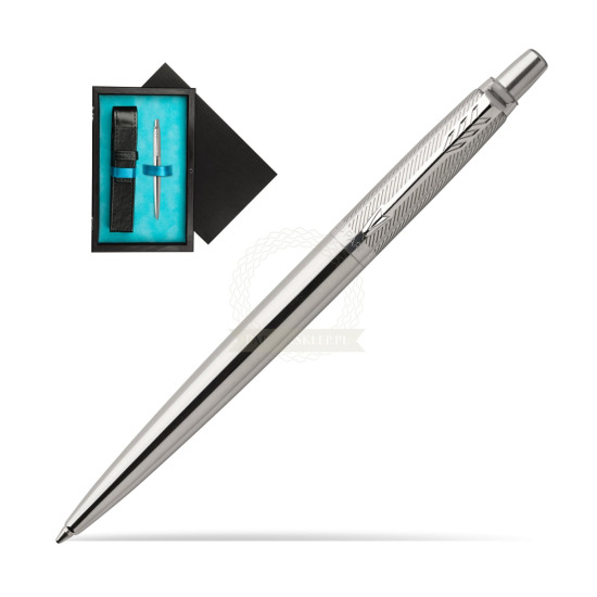 Parker Jotter Premium Stainless Steel Diagonal Chrome Colour Trim Kugelschreiber in single wooden box Black Single Turquoise