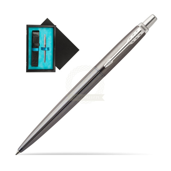 Parker Jotter Premium Oxford Grey Pinstripe Chrome Colour Trim Kugelschreiber in single wooden box Black Single Turquoise