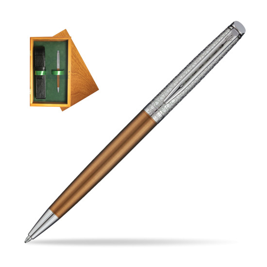 Waterman Hemisphere Privée Bronze Satiné Ballpoint Pen in single wooden box Honey Single Green