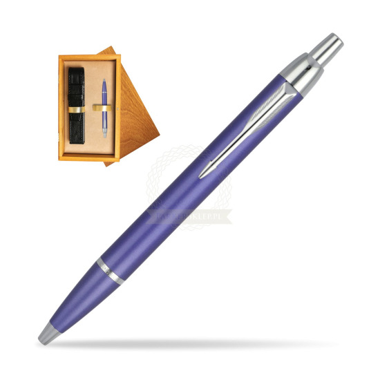 Parker IM Purple CT Ballpoint Pen in single wooden box Honey Single Ecru