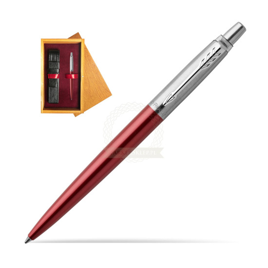 Parker Jotter Gel Red Kensington CT Ballpoint Pen in single wooden box Honey Single Maroon