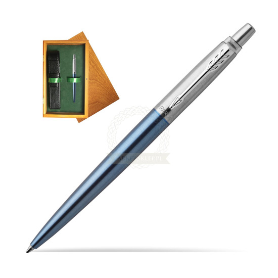 Jotter gel blue Waterloo CT Ballpoint pen in single wooden box Honey Single Green