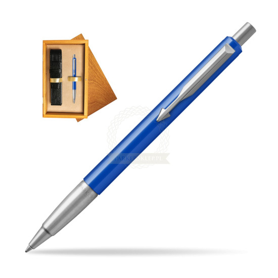 Parker Vector Blue Kugelschreiber in single wooden box Honey Single Ecru