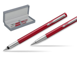 Parker Fountain + Ballpoint Pen Gift Set Vector Red CT in suede box grey