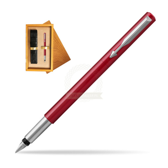 Parker Vector Standard Red Penna Stilografica in single wooden box Honey Single Ecru