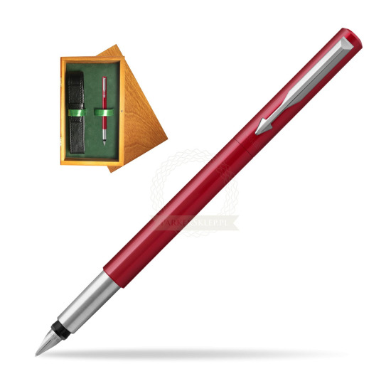 Parker Vector Standard Red Penna Stilografica in single wooden box Honey Single Green
