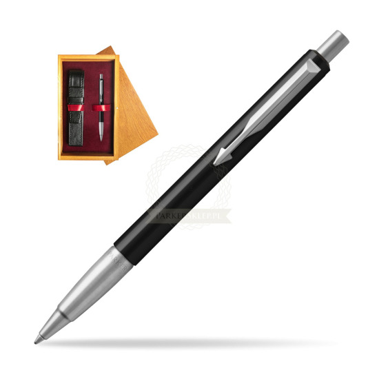 Parker Vector Standard Black Ballpoint Pen in single wooden box Honey Single Maroon