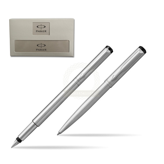 Parker Vector Stainless Steel CT Penna Stilografica + Parker Vector Stainless Steel CT Penna a Sfera 