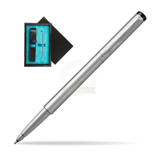Parker Vector Stainless Steel Rollerball Pen in single wooden box Black Single Turquoise