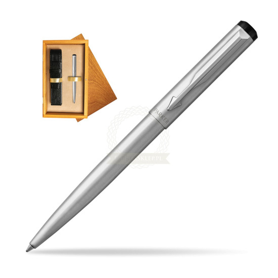 Parker Vector Stainless Steel Ballpoint Pen in single wooden box Honey Single Ecru