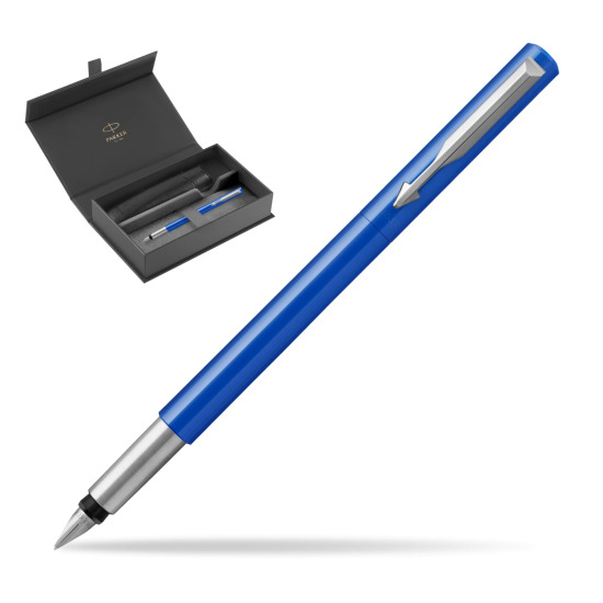 Parker Vector Blue Fountain Pen in original Parker box, slide-out case