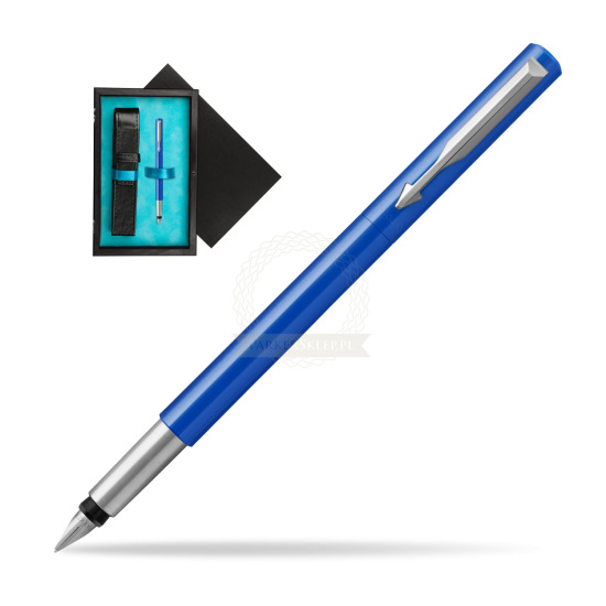 Parker Vector Blue Fountain Pen in single wooden box Black Single Turquoise