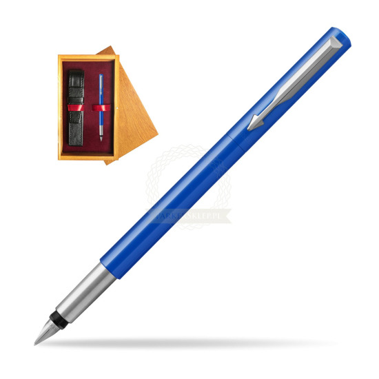 Parker Vector Blue Fountain Pen in single wooden box Honey Single Maroon