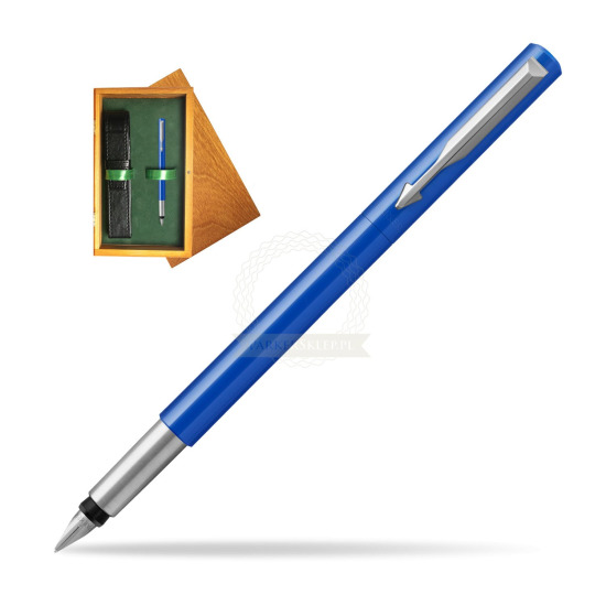Parker Vector Blue Fountain Pen in single wooden box Honey Single Green