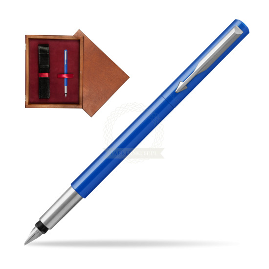 Parker Vector Blue Fountain Pen in single wooden box Mahogany Single Maroon