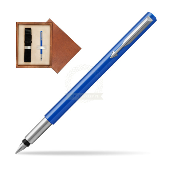 Parker Vector Blue Fountain Pen in single wooden box Mahogany Single Ecru