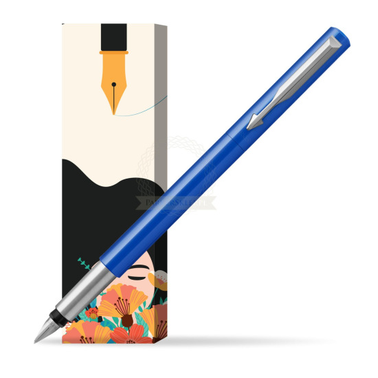 Parker Vector Blue Fountain Pen in cover Poppy