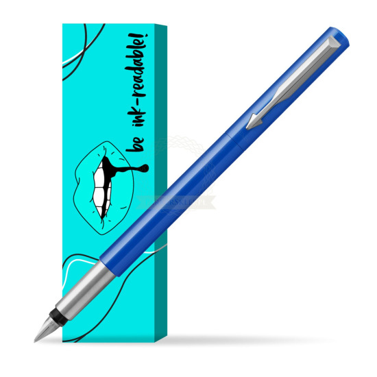 Parker Vector Blue Fountain Pen in cover Ink-readable