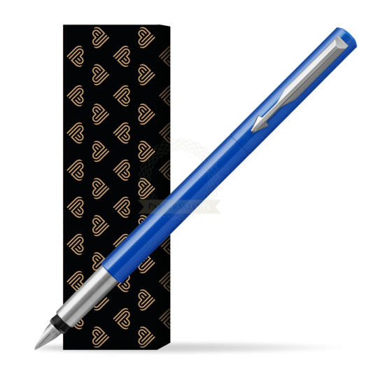 Parker Vector Blue Fountain Pen in cover Golden Hearts