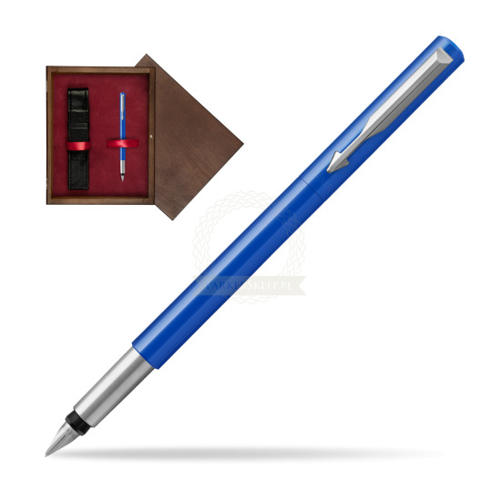 Parker Vector Blue Fountain Pen in single wooden box Wenge Single Maroon