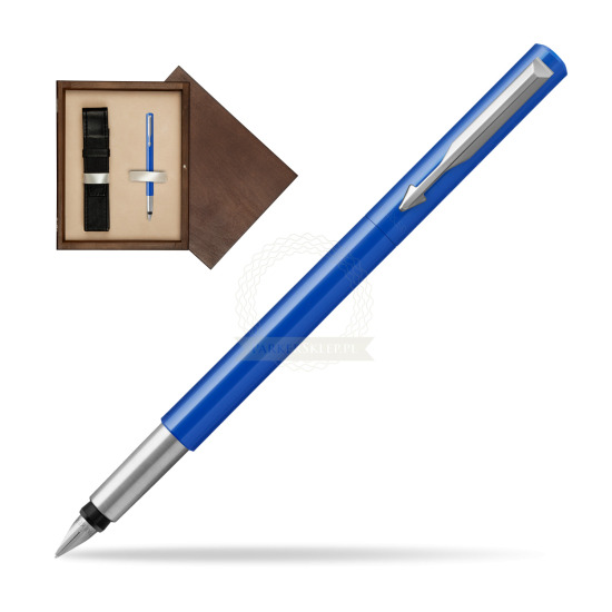 Parker Vector Blue Fountain Pen in single wooden box Wenge Single Ecru
