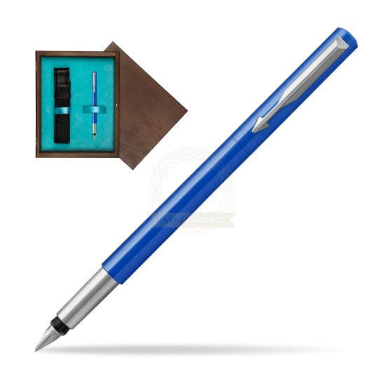 Parker Vector Blue Fountain Pen in single wooden box Wenge Single Turquoise 