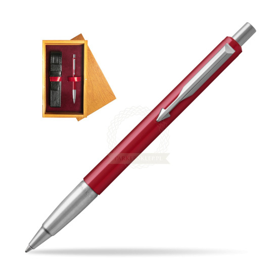 Parker Vector Red Kugelschreiber in single wooden box Honey Single Maroon