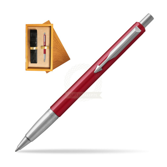 Parker Vector Red Kugelschreiber in single wooden box Honey Single Ecru